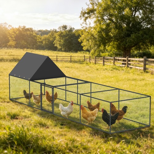Long metal chicken coop - 3.2m,
